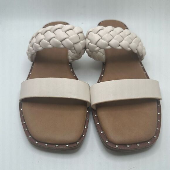 CUSHIONAIRE Women's braided slide sandal +Memory Foam 8.5 WHITE - Picture 2 of 7